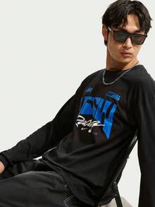 Nike Men's AS U NSW TEE LSE LS SWOOSH SPE Long Sleeve Knit Collarless T-Shirt TIM3782-010 - Black - View 3