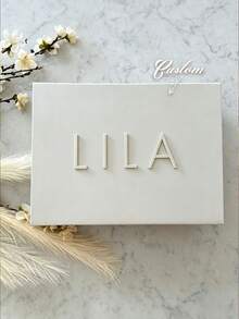 1pc Customized Name Gift Box, Personalized Text Luxury Gift Box With Ribbon, Magnetic Closure Bridesmaid/Proposal Box, Empty Gift Box, Birthday Gift - Multicolor - View 3