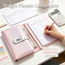 Lockable PU Leather Ledger Binder With Lockable Cash Envelope Organizer - 120 Page Portable Notebook, Suitable For Home Office, Planning, Storage, Financial Record Keeping, With Cash And Document Locking System - A - View 6