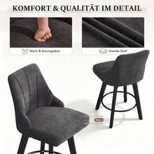 Set Of 2 Dining Chair Grey Minimalist Made Of Chenille For Kitchen And Dining Room - Grey - View 10