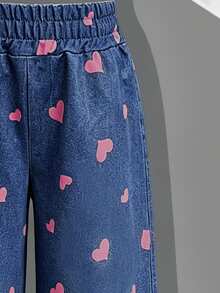Girls Casual Cartoon Cow Print Hooded Sweatshirt And Loose Pants 2-Piece Set, Autumn/Winter Daily Home And Outdoor Wear - Mauve Purple - View 6