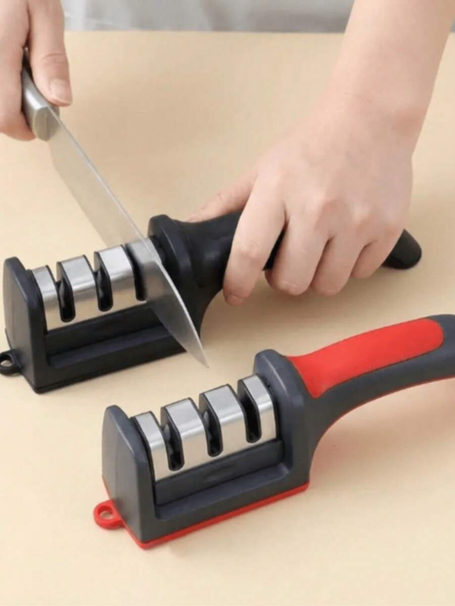 Multifunctional 3-Stage Quick Knife Sharpener With Non-Slip Base, Kitchen Knife Accessories And Tools - Black - View 1
