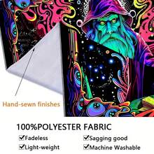 Border Wizard Tapestry Mystic Magician Money Magic Pattern Swirl Abstract Eye Cosmic Print Wall Hanging Black Base Color Aesthetic Room Backdrop Decor Cloth - Border - View 9