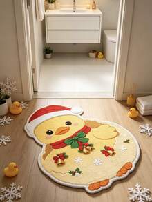 1 pieza Alfombra linda de patito navideño, Navidad, Alfombra gruesa, Alfombra de felpa, Alfombra de otoño/invierno, Alfombra extra gruesa, Alfombra decorativa, Decoración de dormitorio, Alfombra pequeña, Alfombra, Decoración del hogar, Alfombra de sala de estar - A - Ver 4