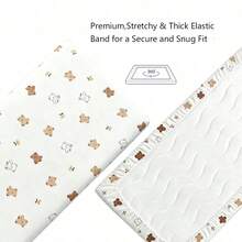 1pc Crib Fitted Sheet In Cotton Gauze, Light And Airy, Soft & Skin-Friendly, Suitable For Babies, Fits Baby Crib Mattress Size 80*40cm/120*60cm - Cherry Bear - View 4