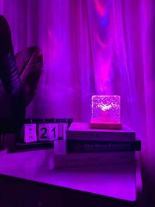 1pc 16-Color Water Ripple Projection Night Light, Glowing Cube Crystal Lamp With Touch/Remote Control, Suitable For Bedroom, Living Room And Party Occasions. Perfect Birthday Surprise Gift, Holiday Gift, Mother's Day Gift - Multicolor - View 4