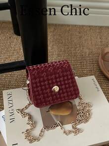 1件紅色PU迷你正方形斜挎零錢包 女款 - 紅色 - 查看 1