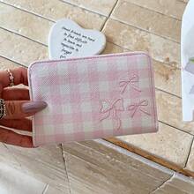 Plaid Bow Coin Purse Multi-Layer Card Holder - Multicolor - View 5