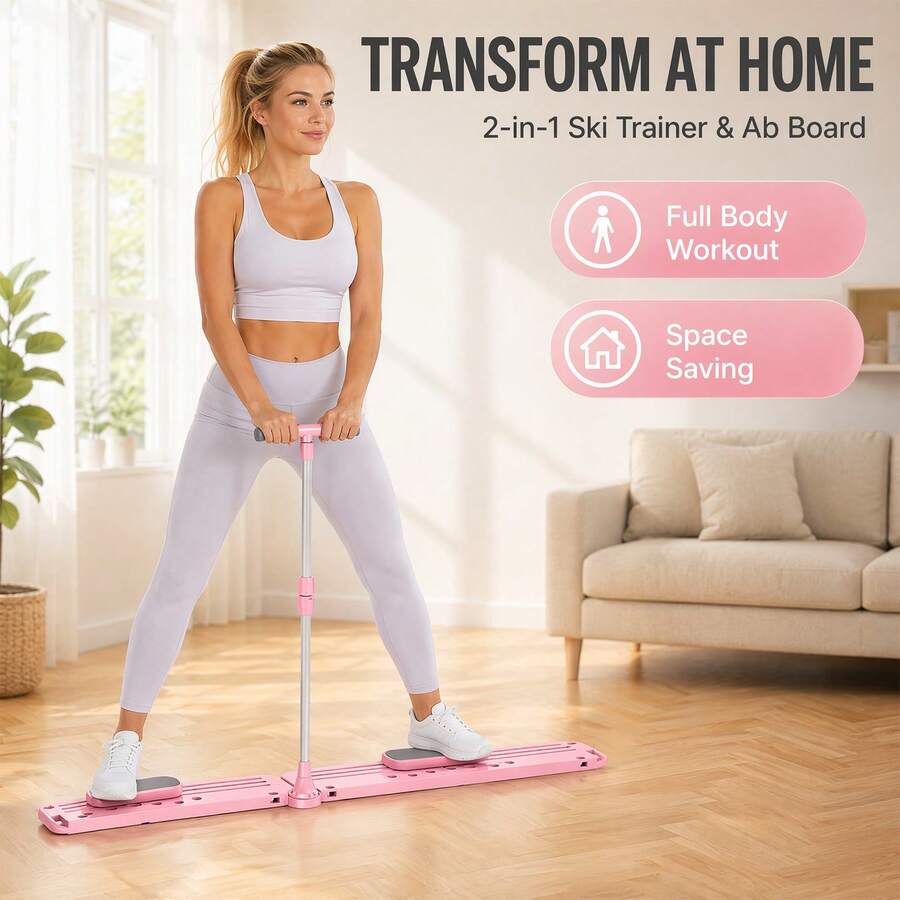 Adjustable Height Ski Machine Trainer, Foldable Pilates Board, Multifunctional Exercise Equipment For Leg Pelvic Floor Muscle Workout, Glute Training Device, Funny Fitness Equipment For Full Body Workout At Home, Christmas Gift