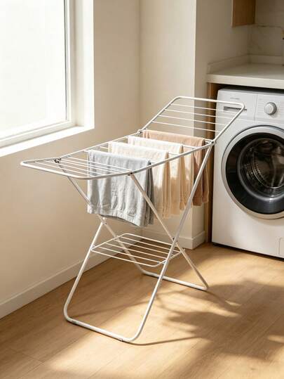 Large‑Sized Foldable Clothes Drying Rack With Large Drying Capacity. It Can Be Folded For Storage To Save Space, Features A Stable Support Frame, And Is Suitable For Both Indoor And Outdoor Use, Making It Convenient For Drying Clothes And Bedding.