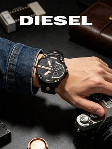 Diesel Men's Black Oversized Chronograph Watch, Bold Multi-Function Dial, Statement Wristwatch For Streetwear & OOTD DZ7350 - Black - View 3