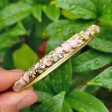Handmade Enamel Bracelet, Rhinestone Enamel Shiny Thin Bracelet, Fashionable Cute Colorful Gold-Plated Vintage Bracelet, Stackable, Gift For Wife Or Friend - Grape Diamond Bracelet - View 8