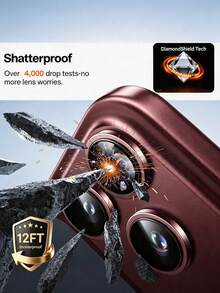 3pcs [2026 New] 9H Tempered Glass Camera Lens Protector, Compatible With IPhone 18 Pro Max/18 Pro, Alloy Metal Frame, High Definition Transparent, Anti-Slip, Waterproof, Shockproof, Anti-Scratch, Anti-Fingerprint, Bubble-Free Easy Installation, Compatible With Phone Cases, Perfect Birthday Gift For Family And Friends (Wine Red) - Burgundy - View 3