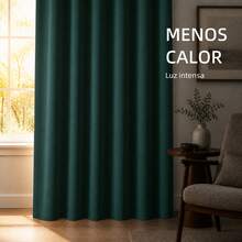 POLIGONO Cortina lisa tipo terciopelo Verde Oscuro de 140 x 225 cm con 8 ojales metálicos, panel para ventana de sala y recámara, paquetes de 1, 2 y 4 piezas a elegir, tela densa con cuerpo que atenúa la luz intensa y ayuda a dar privacidad, caída elegante con dobladillo parejo, no es cortina blackout, marca POLÍGONO - Verde Oscuro - Ver 3