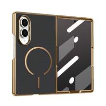 VIETAO Mendukung Pengisian Daya Nirkabel, Desain Elektroplating Magnetik, Casing Ponsel Kompatibel dengan Galaxy Z Fold 8 Ultra 7 6 5 4, Casing Ponsel Berlapis Pola Serat Karbon Kompatibel dengan iPhone Duo - Hitam - View 14