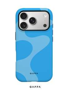 1件藍色不對稱波浪圖案設計手機殼，適用於Phone 17 Pro Max，兼容Phone 16 Pro Max、15 Pro Max、14 Pro Max，韓式高端時尚趣味手機殼，適合11/12/13/14/15/16 Pro Max Plus，男女皆宜的優雅設計，送給女友的完美禮物，適用於聖誕節、情人節、復活節、婚禮季和生日 - 藍色 - 查看 1