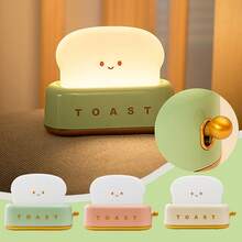 Rechargeable Cute Toaster Shaped LED Desk Lamp, Warm Decorative Table Lamp, Toast Bread LED Night Light Creative Design, Bread Night Light Suitable For Home Use, Perfect Birthday And Christmas Gift (Green/Orange/Pink) - Bread Maker - View 6