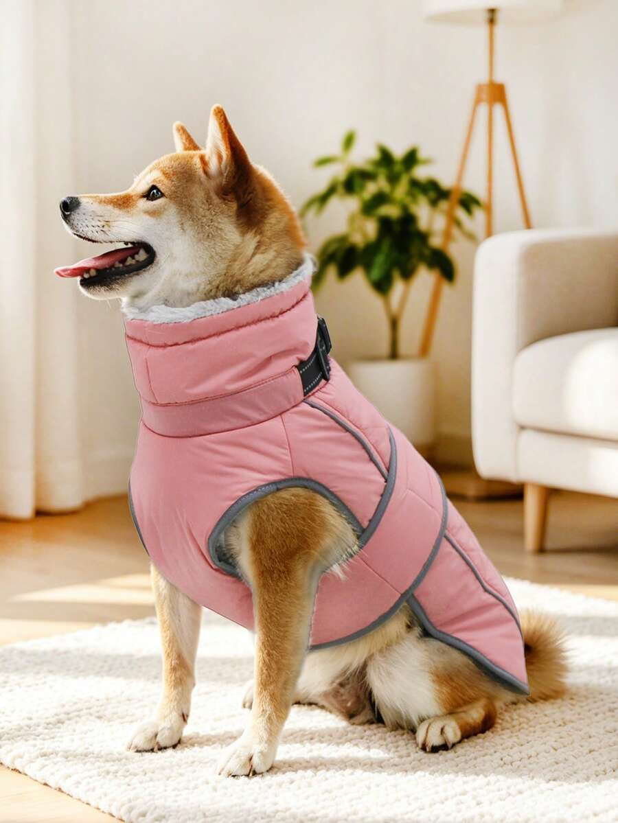 Warm Dog Winter Jacket, Collar With Built-In D-Ring, Reflective High Neck Fleece Vest, Adjustable Cold Weather Snow Jacket, Suitable For Small And Medium-Sized Dogs To Wear