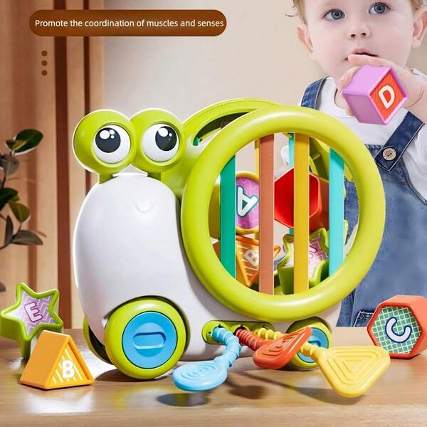 Kinder Süßer Schnecken Multifunktions-Beschäftigungswürfel Spielzeug, Mehrere Formen Sortieren/Ziehen/Taktile Beißring Alles-in-Einem, Sensorische Erkundung Frühförderungsspielzeug, Entwickelt Hand-Auge-Koordination und Muskelentwicklung, Innenraum Dekoration, Zuhause Eltern-Kind Interaktive Bildungsstütze, Kreatives Geschenk für Babys ab 18 Monaten (Zubehörfarben zufällig)