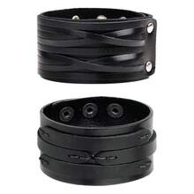 2 Pcs Jewelry Vintage Hand Woven Smooth Leather Bracelet Cuff Wide Leather Bracelet For Men's Accessories - Leather Bracelet - View 14