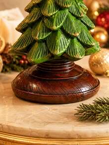 1pc Christmas Tree Candle Holder, Resin Holiday Candle Stand, Vintage Green & Brown Christmas Tabletop Decor, Suitable For Mantel, Fireplace, Dining Table, Living Room, Christmas Home Decoration, 2 Sizes - Multiple Styles - View 5