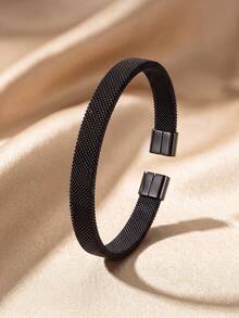 1 buah Gelang Stainless Steel Matte Vintage Terbuka, Tahan Air & Tahan Pudar, Perhiasan Pergelangan Tangan Minimalis untuk Pria, Hadiah - szgss012 - View 4