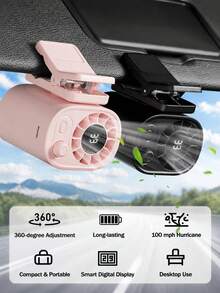 Portable Clip Fan With LED Display, Rechargeable Mini Fan With 1400mAh Battery, 100 Speed Wind Control, 360° Rotation Adjustable Cooling Fan, USB Charging Personal Fan For Home Office Car Travel - Clip-on - View 9