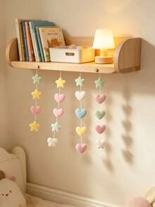 1pc Handmade Felt Macaron Color 3D Star & Heart Hanging Decor, Colorful, Beautiful & Durable, Suitable For Baby Room Decoration, Children's Room Decoration, Baby Shower Decoration, Baby Gift - Multicolor - View 8
