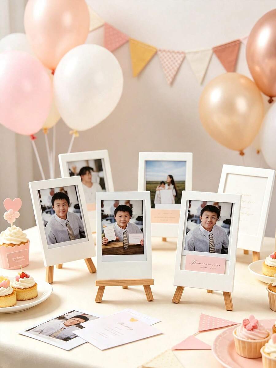 3D Printed Mini Easel Photo Frame, Portable Desktop Photo Display Stand, Card Slot Design, Turns Regular Photos Into Stylish Desktop Decor, Suitable For Mini Photo Cards - Multicolor - View 1