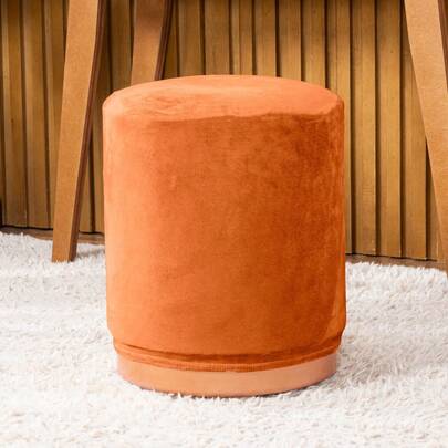 Capa de Puff Redondo Grande AVULSA Lisa Ajustável com Elástico - Tecido Veludo Suede Decoração Banquinho Cilindro Luxo Para Sala Quarto