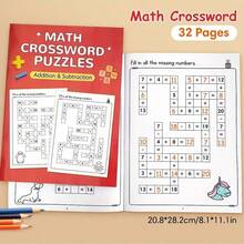 32-Page Math Puzzle Workbook, Fill-In-The-Blanks Within 20, Mental Math Addition Subtraction Multiplication Division, Brain Training Activity Book With Answers, Preschool Kindergarten Home Education Learning, Educational Back To School Gift - A - View 5