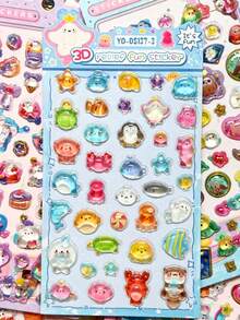 Colorful 3D Epoxy Resin Stickers - Solid Stickers - Cute Animal Series, Exquisite Appearance, 3D Design, Waterproof Self-Adhesive Decorative Stickers, Comfortable Touch, Strong Decorative Atmosphere, Suitable For DIY Decoration, Toys, Instruction Manuals, Diaries, Notebooks, Laptops, Phone Cases, Etc. - Multicolor - View 8