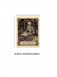 1pc Frameless Vintage Gothic Tarot Skeleton Wall Art Print, Minimalist Witchy Room Decor For Dorm, Bedroom, Party, Back To School, Funky Posters - Frameless - View 13