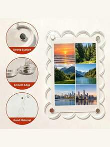 9/4/1pc Acrylic Magnetic Refrigerator Photo Frame 2.6 X 3.9 Inch Transparent Wavy Edge Acrylic Photo Frame Suitable For Mini And Wallet Size Photos Transparent Refrigerator Magnet Photo Display Stand Wallet Size Photo Frame Refrigerator Decoration - Multicolor - View 1