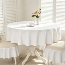 1PC Indoor/Outdoor Round Tablecloth, Warm Atmosphere, Pure White Round Tablecloth, Study Desk Decoration, Living Room Dining Table Arrangement, Suitable For Daily Family Meals, Weekend Breakfast - Multicolor - View 4