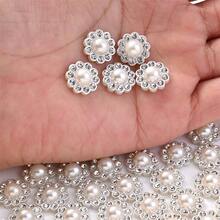 50pcs Shiny Rhinestone Flatback Cabochon Bease White Pearl Flower Patch Beads For DIY Jewelry Making Supplies Women Hair Accessories - Small Flowers - View 9