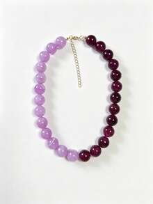 1 pièce Collier de perles bicolore en acier inoxydable avec effet de nuage, perles rondes géométriques bohèmes style européen & américain, accessoire pour femmes, cadeau de vacances, port quotidien - Collier en acier inoxydable orné de perles de résine faites à la main - Voir 18