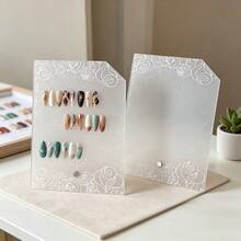 1pc Shell Texture Nail Art Display Stand, Large Capacity Fake Nail Sample Storage Rack, Floral Pattern Transparent Display Board, Nail Color Card Manicure Photography Prop Background Board - Multicolor - View 5