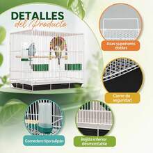 Jaula para Pericos y Canarios con Nido, Jaula para Pájaros Pequeños con Espacio para Perchar, Jugar, Descansar y Anidar, Ideal para Casa, Patio, Terraza y Jardín, Diseño Ventilado y , Estructura Resistente, Fácil de Limpiar y Práctica para Mascotas - L - Ver 3