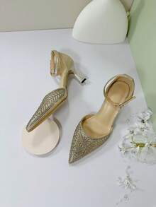 Women's Elegant Gold Pointed Toe Stiletto High Heels, Suitable For All Seasons - Gold - View 4