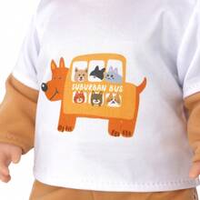 Clothes Designed For 14‑18‑Inch / 36‑45‑Centimeter Newborn Dolls, Two Adorable Styles Of Rabbit‑Flower And Puppy‑Bus Prints, Color‑Block Fake Two‑Piece Tops, Cuffed Long Pants, Firm Overlocked Edges, Ideal Holiday Gifts (Dolls Not Included) - Multicolor - View 6
