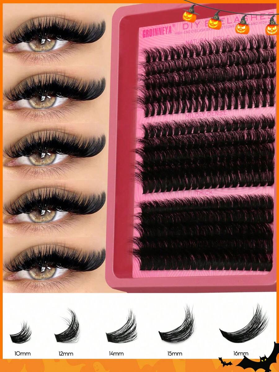 GROINNEYA 280/300 C-Curl Single Lash Clusters, Fluffy Dense Mixed Faux Mink False Eyelashes, Lash Extensions, Makeup False Eyelash Clusters, Single False Eyelashes, False Eyelashes, False Eyelashes