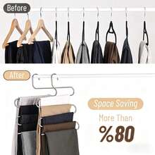 10pcs Premium Multi-Layer Iron Alloy Pants Hangers, Heavy Duty Space-Saving Closet Storage Rack, Sturdy Durable Pants Hanging Rack, High-End Home Bedroom Closet Accessories - Multicolor - View 9