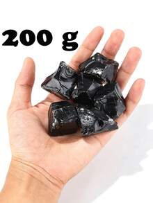 50/100/200/500g 原石天然黑曜石透明水晶原礦晶簇礦物標本，居家桌面裝飾 DIY 手作展示禮品 - 黑曜石 - 查看 7