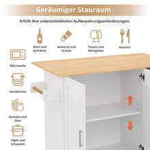 With Storage Adjustable Foldable Kitchen Island White With Storage For Kitchen And Dining Area - Natural and White - 查看 11
