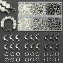 600 st DIY-assortiment av kopplingsringar och delar, inklusive hoppringar och spännen, lämpligt för flätning, DIY-smycken, halsband, armband, nyckelringar, pärlkopplingar, ändkapslar, avslutningsspännen, öppna hoppringar och smyckespännen, tillbehörsmaterial för smyckestillverkning - Knapp & ögla - Visa 2