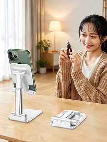 1件極簡甜美馬卡龍色正方形面板可折疊桌面手機支架，高度與角度可調，防滑矽膠墊穩固支撐，通用手機平板支架，適用辦公學習、直播、觀看影片、日常使用，聖誕新年節日禮物 - 多款 - 查看 4