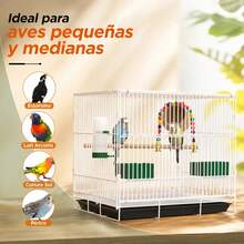 Jaula para Pericos y Canarios con Nido, Jaula para Pájaros Pequeños con Espacio para Perchar, Jugar, Descansar y Anidar, Ideal para Casa, Patio, Terraza y Jardín, Diseño Ventilado y , Estructura Resistente, Fácil de Limpiar y Práctica para Mascotas - L - Ver 4