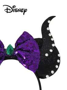 Disney 1pc Black & Purple Glitter Headband, Holiday Party Hair Accessory, Fun Photo Prop, Suitable For Birthday Party, Easter Event, Cute Bow Cartoon Hair Decoration, Princess Costume Decoration Headband, Travel Accessory - Multicolor - View 5