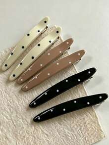6pcs Polka Dot Straight Alligator Hair Clips, Sweet Long Bangs Hair Clips, Korean Style Cute Girls Hair Clips, Side Hair Clips, Versatile Hair Accessories, Suitable For Hair Salon - Multicolor - View 1